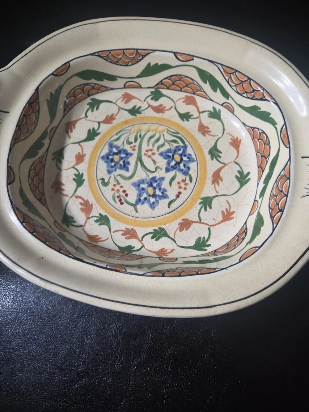 Adams Titian Ware Hand Painted Floral Oval Bowl - Used